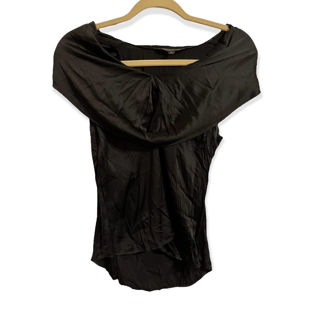 Express Designs Studio Black Silk Like Blouse Size Small